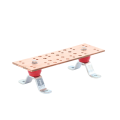 Barra Unión Telecom TMGB / 12 x 4 x 1/4 in / 100% Cobre / 12+24 Orificios / Aisladores Rojos / J-STD-607-A