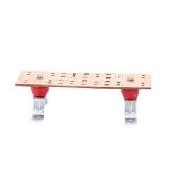 Barra Unión Telecom TMGB / 12 x 4 x 1/4 in / 100% Cobre / 12+24 Orificios / Aisladores Rojos / J-STD-607-A