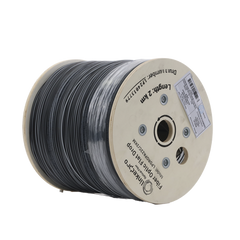 Carrete de 2 km de Fibra Óptica Drop Plana, Interior/Exterior G.657A2 Monomodo de 2 hilos (bifibra), Dieléctrica, Forro Negro, (No Soporta Conectores Mecánicos)