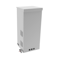 Gabinete de Piso para Exterior con Ventiladores y Termostato con Rack de 19" de 16 U + Espacio para Baterías, Se envía el Gabinete Armado.