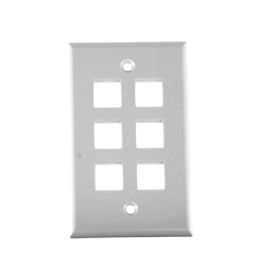 Placa de Pared de 6 Puertos, Keystone, Color Blanco