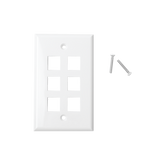 Placa de pared de 6 puertos, Keystone, Color Blanco