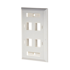 Placa de Pared de 4 Puertos, Keystone, con Espacio para Etiqueta, Color Blanco