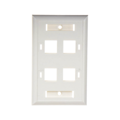 Placa de Pared de 4 Puertos, Keystone, con Espacio para Etiqueta, Color Blanco
