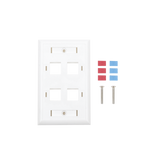 Placa de pared de 4 puertos, Keystone, con espacio para etiqueta, Color blanco