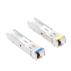 Transceptores Ópticos Industriales Bidireccionales SFP (Mini-Gbic) / Monomodo 1310 & 1550 nm / 1.25 Gbps / 1000BASE-BX / Conector LC/UPC Simplex / DDM / Hasta 10 km / 2 Piezas