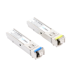 Transceptores Ópticos Industriales Bidireccionales SFP (Mini-Gbic) / Monomodo 1310 & 1550 nm / 1.25 Gbps / 1000BASE-BX / Conector LC/UPC Simplex / DDM / Hasta 10 km / 2 Piezas