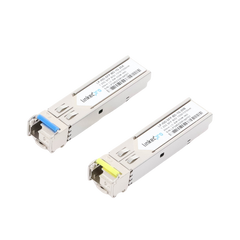 Transceptores Ópticos Industriales Bidireccionales SFP (Mini-Gbic) / Monomodo 1310 & 1550 nm / 1.25 Gbps / 1000BASE-BX / Conector LC/UPC Simplex / DDM / Hasta 20 km / 2 Piezas