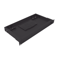 Distribuidor de fibra óptica vacio 19in, Acepta 4 placas Acopladoras de Linkedpro, hasta 24 fibras, 1UR, Incluye charola de empalme