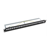 Patch panel modular Blindado (STP) de 24 puertos, con barra para organizar cable