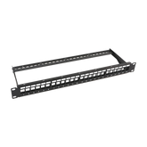 Patch panel modular sin blindaje de 24 puertos, 1U, con barra para organizar cable