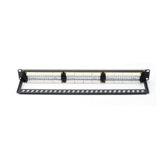 Panel de Parcheo de Impacto (110) UTP de 24 Puertos Cat6A, 19 Pulgadas (48.26 cm), con Barra para Organizar Cables y Espacio para Etiqueta