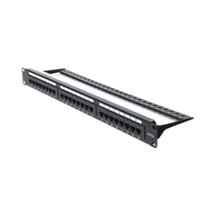 Panel de Parcheo de Impacto (110) UTP de 24 Puertos Cat6A, 19 Pulgadas (48.26 cm), con Barra para Organizar Cables y Espacio para Etiqueta