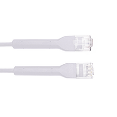 Mini Patch Cord Cat6A Ultra Slim 30 cm (11.81 Pulgadas) Blanco Ahorra Espacio sin Organizadores, con Bota Flexible