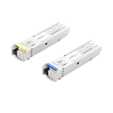 Transceptores Ópticos Bidireccionales SFP (Mini-Gbic) / Monomodo 1310 & 1550 nm / 1.25 Gbps / 1000BASE-BX / Conector LC/UPC Simplex / DDM / Hasta 10 km / 2 Piezas