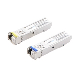 Transceptores Ópticos Bidireccionales SFP (Mini-Gbic) / Monomodo 1310 & 1550 nm / 1.25 Gbps / 1000BASE-BX / Conector LC/UPC Simplex / DDM / Hasta 3 km / 2 Piezas