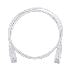Cable de Parcheo Slim UTP Cat6 - 1 metro, Blanco, Diámetro Reducido (28 AWG)