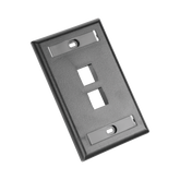 Placa de Pared Vertical, Salida Para 2 Puertos Keystone, Con Espacios Para Etiquetas, Color Negro