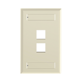Placa de Pared Vertical, Salida Para 2 Puertos Keystone, Con Espacios Para Etiquetas, Color Marfil
