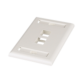 Placa de Pared Vertical, Salida Para 2 Puertos Keystone, Con Espacios Para Etiquetas, Color Blanco Mate