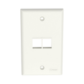 Placa de Pared Vertical, Salida Para 2 Puertos Keystone, Color Blanco Mate