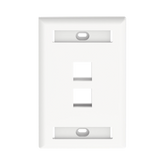 Placa de Pared Vertical, Salida Para 2 Puertos Keystone, Con Espacios Para Etiquetas, Color Blanco