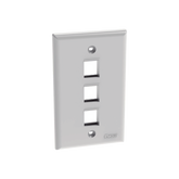 Placa de Pared Vertical, Salida Para 3 Puertos Keystone, Color Blanco