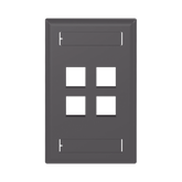 Placa de Pared Vertical, Salida Para 4 Puertos Keystone, Con Espacios Para Etiquetas, Color Negro