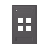 Placa de Pared Vertical, Salida Para 4 Puertos Keystone, Con Espacios Para Etiquetas, Color Negro