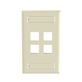 Placa de Pared Vertical, Salida Para 4 Puertos Keystone, Con Espacios Para Etiquetas, Color Marfil
