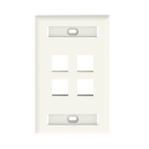 Placa de Pared Vertical, Salida Para 4 Puertos Keystone, Con Espacios Para Etiquetas, Color Banco Mate
