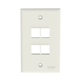 Placa de Pared Vertical, Salida Para 4 Puertos Keystone, Color Blanco Mate