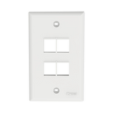 Placa de Pared Vertical, Salida Para 4 Puertos Keystone, Color Blanco