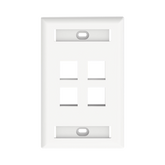 Placa de Pared Vertical, Salida Para 4 Puertos Keystone, Con Espacios Para Etiquetas, Color Blanco