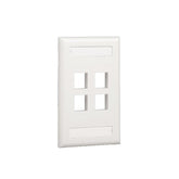 Placa de Pared Vertical, Salida Para 4 Puertos Keystone, Con Espacios Para Etiquetas, Color Blanco