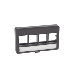 Placa de Mobiliario Modular Estándar, Salidas Para 4 Puertos Keystone, Color Negro