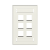 Placa de Pared Vertical, Salida Para 6 Puertos Keystone, Con Espacios Para Etiquetas, Color Blanco Mate
