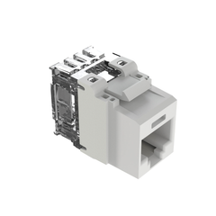 Conector Jack Estilo 110 (de Impacto), Tipo Keystone, Categoría 6A, de 8 Posiciones y 8 Cables, Color Blanco