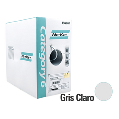 Bobina de Cable UTP de 305 m. de Cobre, NetKey, Gris Claro, Categoría 6 (24 AWG), 1000Mbps, Riser (CMR), de 4 pares