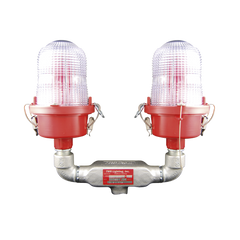 Luz de Obstáculo Doble Baja Intensidad FAA Tipo L-810 / LED Rojo e Infrarrojo / 120-240 VAC / Intensidad Efectiva 32.5 CD / IR 4mW/sr @ 850nm / Base Valox / Lente Acrílico Fresnel / Protección Corrosión