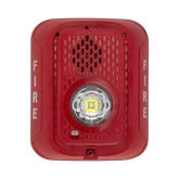 Sirena con Lámpara LED Estroboscópica / a 2 Hilos / Montaje en Pared / 24 Vcd / Configuración Estroboscópica Seleccionable / Texto en Inglés / Color Rojo