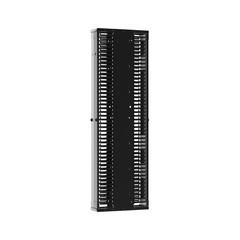 Organizador Vertical PatchRunner™ Mejorado, Doble (Frontal y Posterior), Para Rack Abierto de 45 Unidades, 12in de Ancho, Color Negro