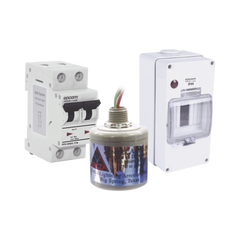 Kit de Centro de Carga Para Corriente Directa, Breaker de hasta 800 Vcc de 16 A con Supresor de Descargas Atmosféricas.