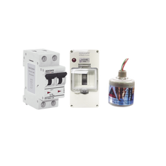 Kit de Centro de Carga Para Corriente Directa, Breaker de hasta 800 Vcc de 63 A con Supresor de Descargas Atmosféricas.