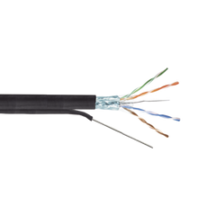 Bobina de cable FTP con Mensajero de Acero de 305 m Cat6+ CALIBRE 23, color negro, para aplicaciones en video vigilancia y redes de datos / Uso en Intemperie y aplicaciones Aéreas
