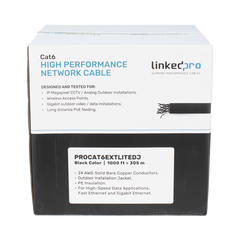Bobina de Cable UTP 305 m, Cat6 Con DOBLE FORRO, para Exterior, CLIMAS EXTREMOS, Color Negro