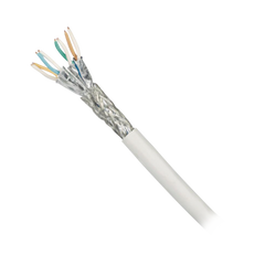 Bobina de Cable Blindado S/FTP de 4 Pares, Cat7, Inmune a Ruido e Interferencias, LSZH (Bajo Humo, Cero Halógenos), Color Blanco, Bobina de 500 Metros (1640 Pies)