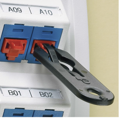 Kit de 10 Dispositivos para Bloquear Puertos Jack RJ45, Color Rojo, Incluye Llave de Extracción