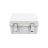 Gabinete de Plástico ABS, Uso en Intemperie IP66 (170 x 220 x 110 mm) Cierre por broche Inoxidable y Permite Cerrado con Candado y Llave (Perno 5mm) No Incluido