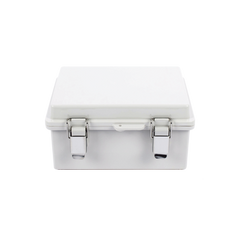 Gabinete de Plástico ABS, Uso en Intemperie IP66 (170 x 220 x 110 mm) Cierre por broche Inoxidable y Permite Cerrado con Candado y Llave (Perno 5mm) No Incluido